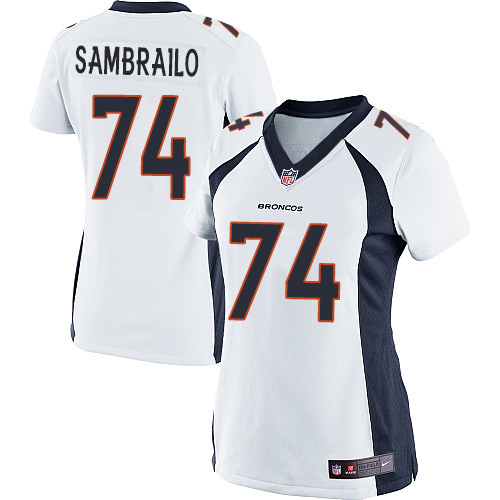 Women's Elite Ty Sambrailo Nike Jersey White Road - #74 NFL Denver Broncos